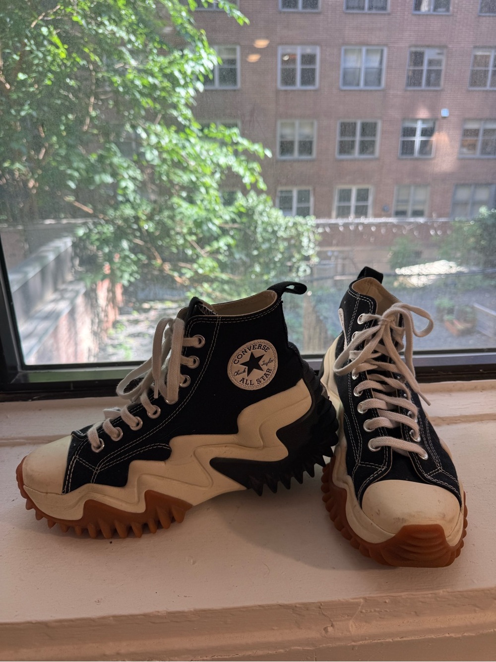 Converse Run Star Hike High Top Sneakers - Black & White with Gum